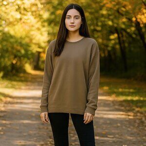 Liz Claiborne Tan Oversized Terrycloth XL Pullover Sweatshirt Outdoor Barn Chore